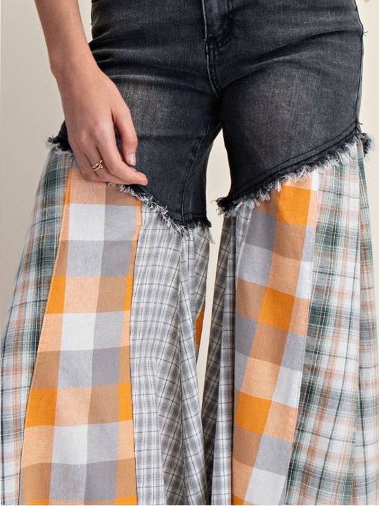 885 ❤️ EASEL PLAID MIX WASHED DENIM PANTS